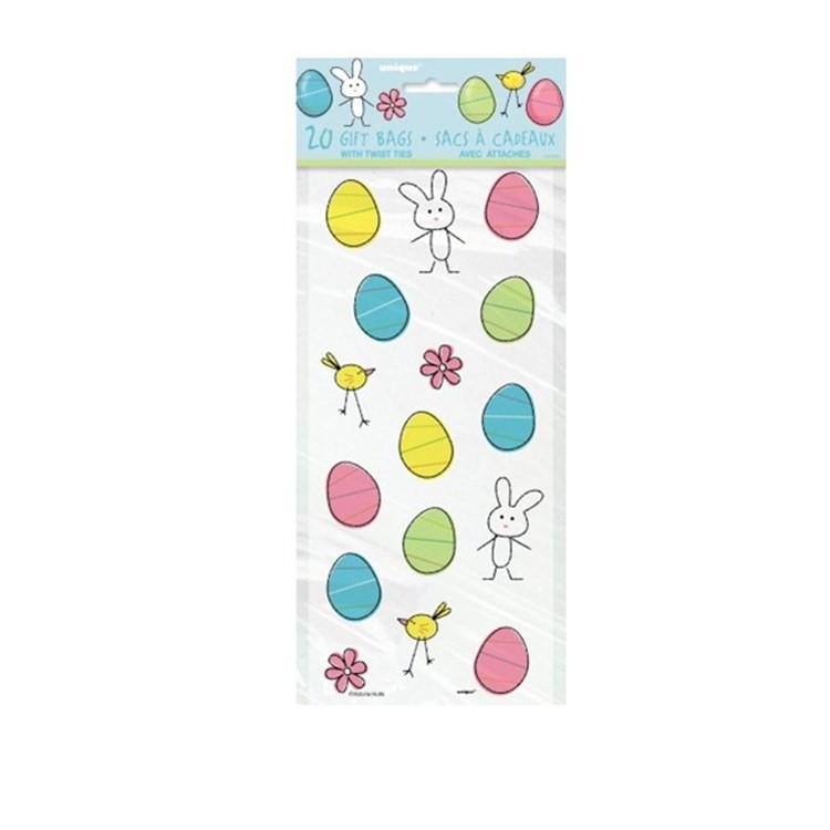 Happy Easter Disposable Plastic Candy Cello Bag Clear Packaging Easter Bunny Treat Bag