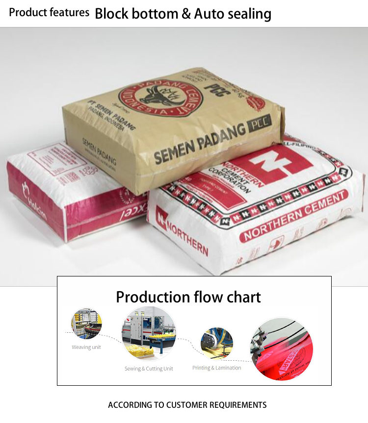 100% Virgin Polypropylene PP Woven Valve Bag for Mortar Cement 50kg 40kg 30kg 25kg 20kg