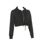 Custom Logo Women Cotton Casual Sweatshirt Spring Fall Drawstring Crop Top