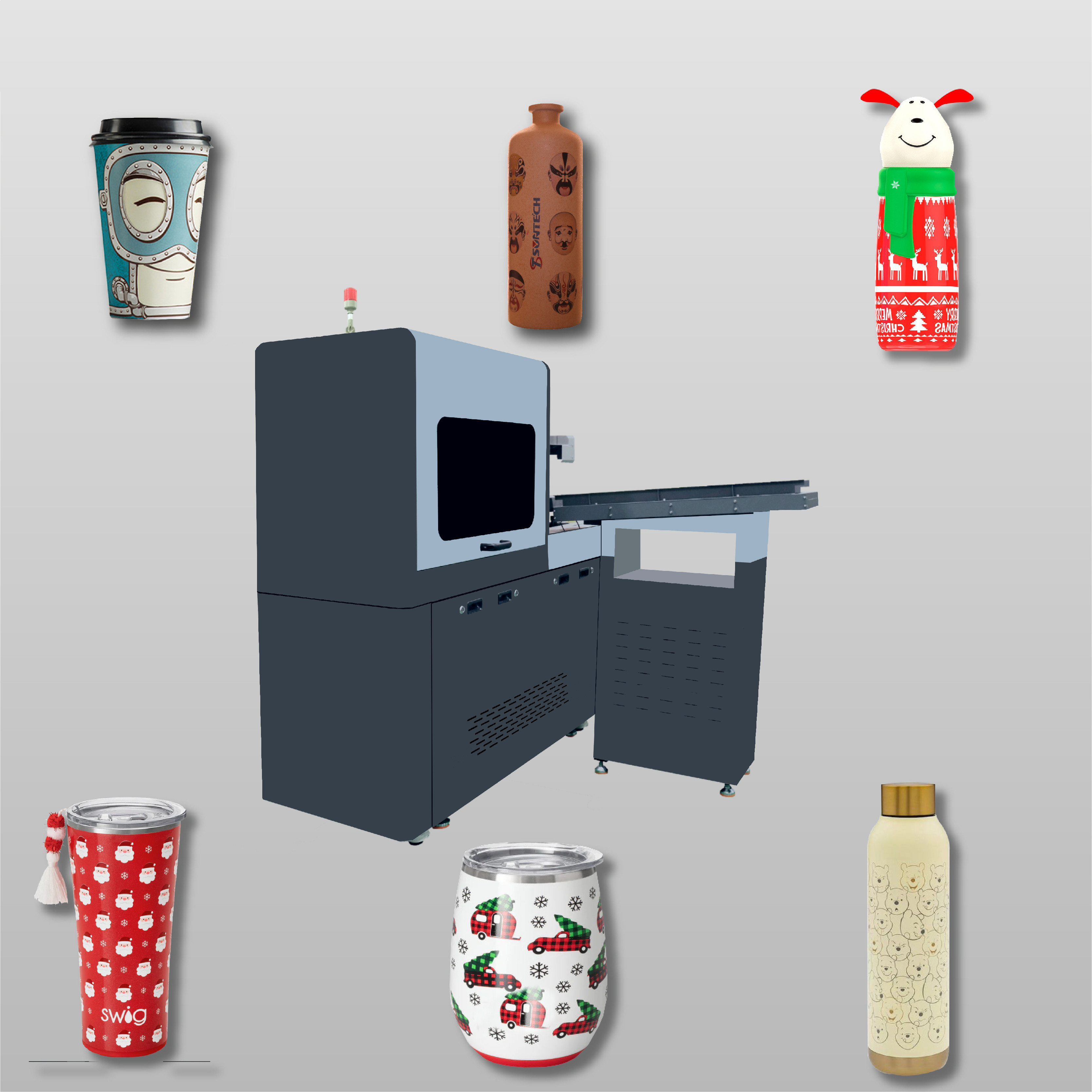 10-270mm Printing Length Cylinder UV Printer With Ethernet Connectivity And LCD Touch Screen Control Panel