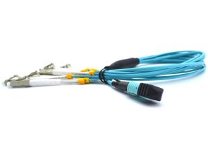 Quality OM3 / OM4 MPO Patch Cord 12 Core 5M Simplex / Duplex 10G Fiber Optic Cable wholesale