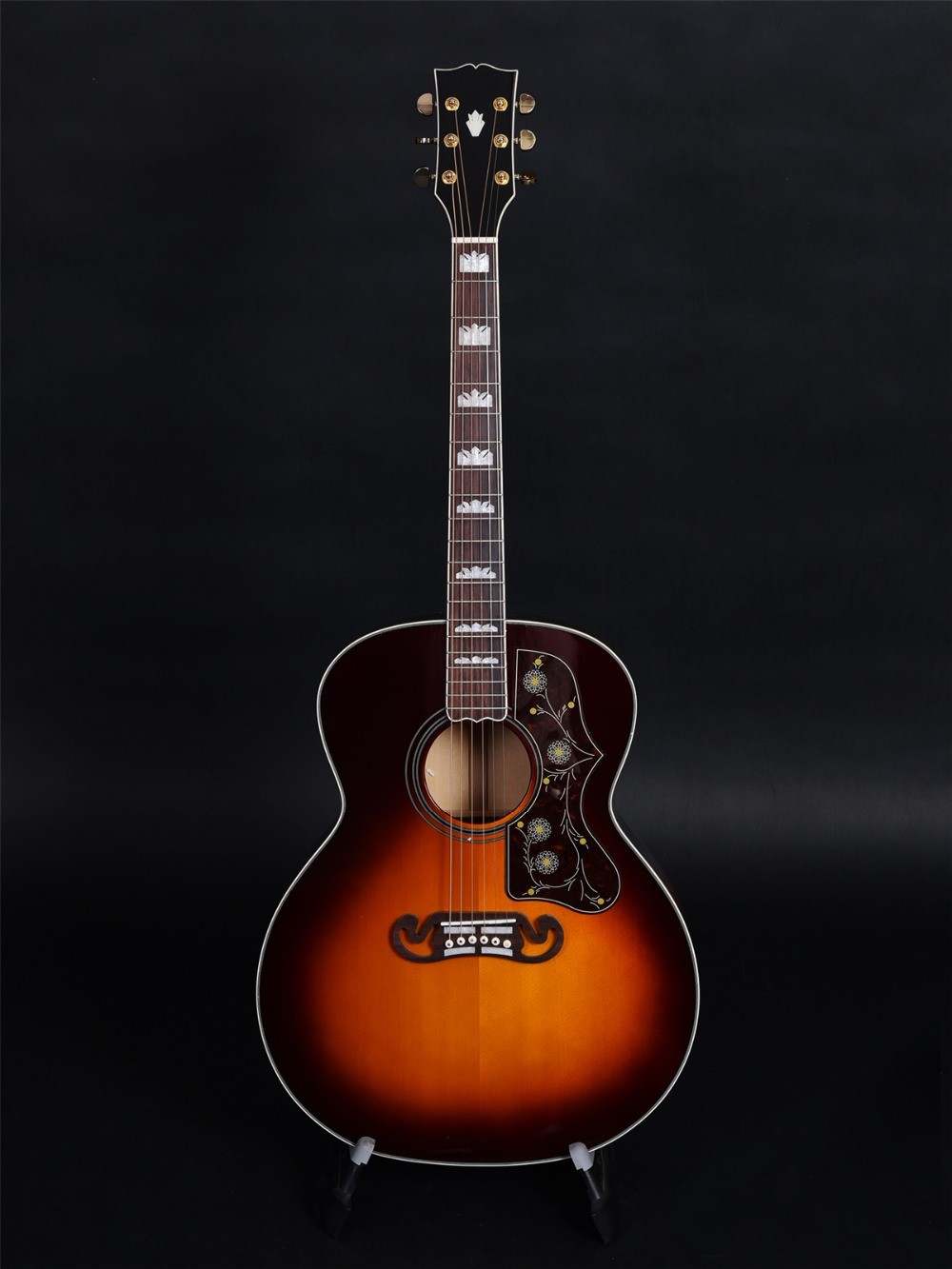 Customized 43 Inch jumbo size solid wood acoustic guitar flamed maple back side rosewood fingerboard