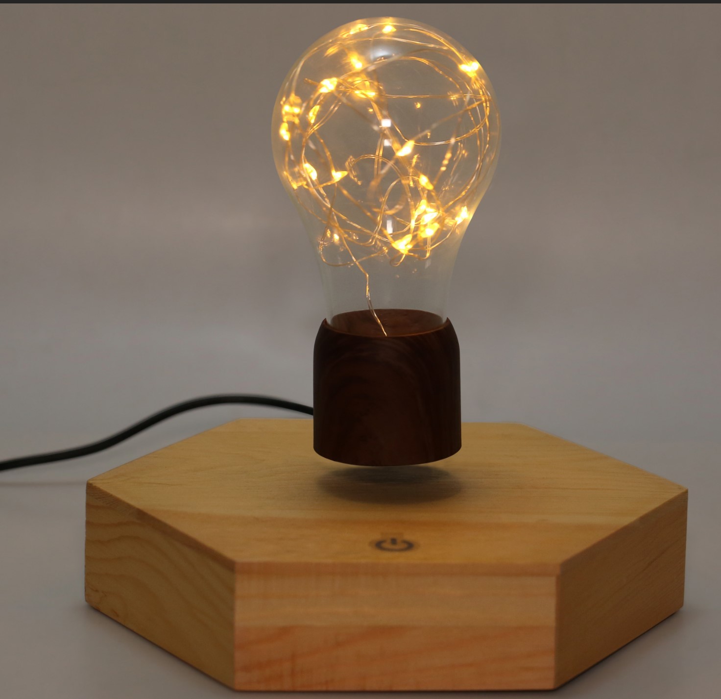 octagon wooden base magnetic levitation floating lamp light bulb for desk decor gift