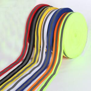 Quality Tubular Reflective Webbing Woven Reflective Strap Bands Green Stripes wholesale