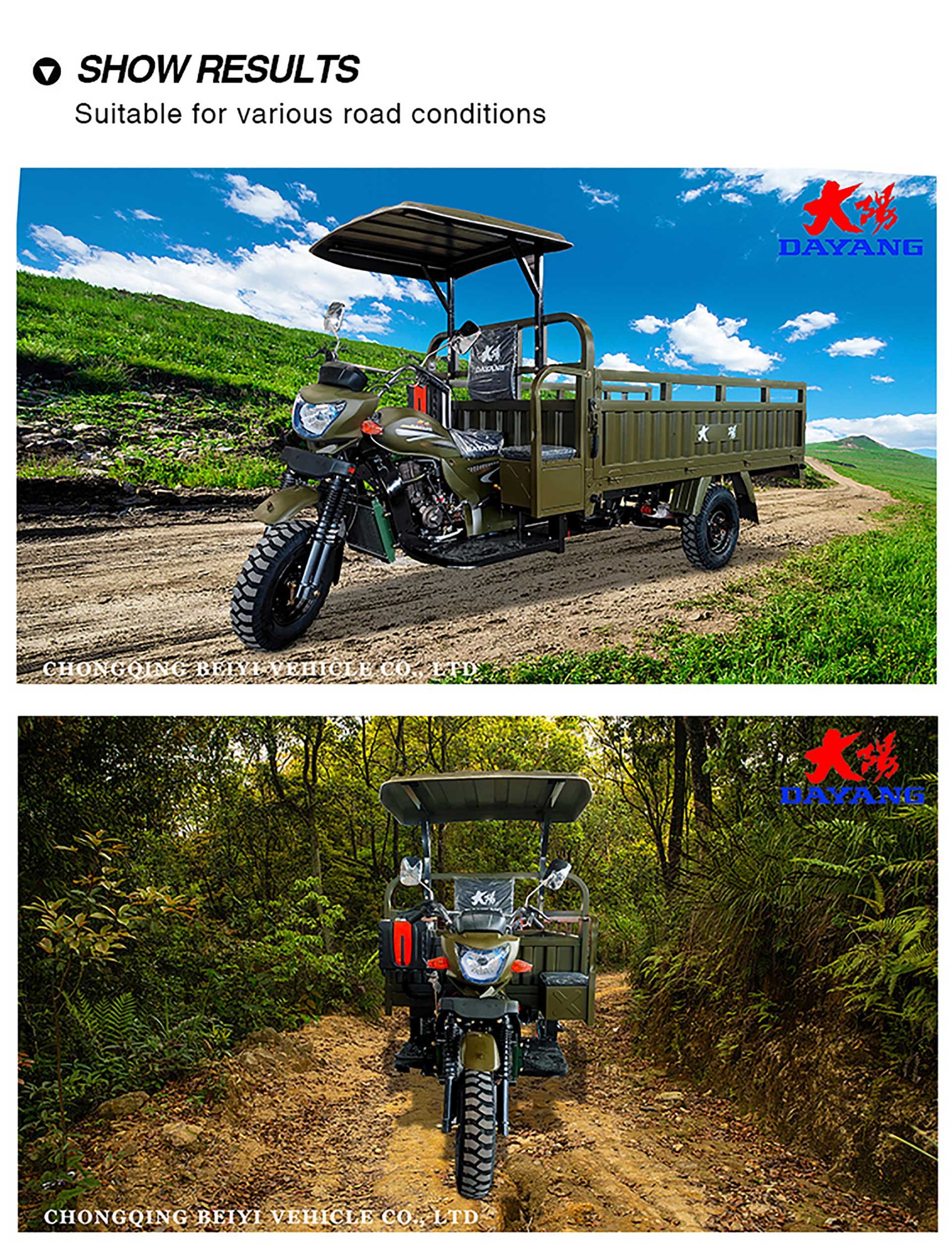 Customized 200cc/250cc/300cc Water Cooling Farming Truck Tricycle for Cargo Transportation