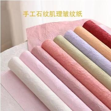 Cheap Handmade Stone Pattern Flower Wrapping Paper Texture Lining Paper Pleated DIY Flower Paper Bouquet Packaging 56*56cm for sale