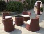 Outdoor Garden Half Round Black Cane Bullet Sofa , Waterproof