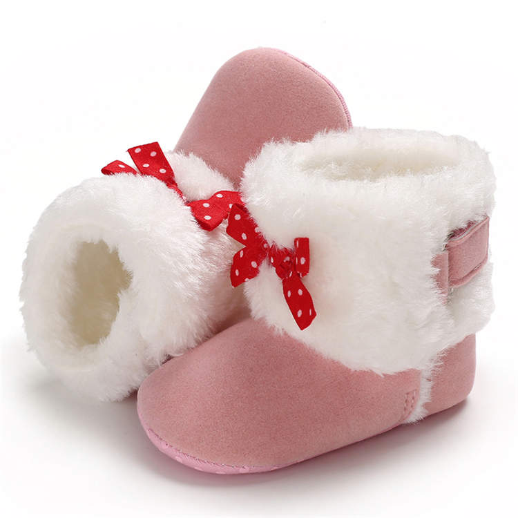 Hot selling warm cotton Bowknot red 0-2 years boy and girl Outdoor walking baby booties newborn