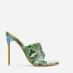 Handmade OEM Womens Leather Mule Slippers Snake Printing PU Material
