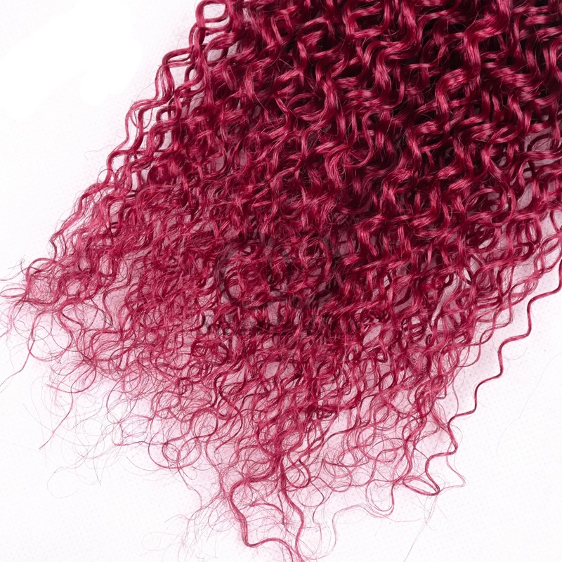 #T1B/Burgundy Kinky Curly Remy Human Hair Bundles Sew In Weave Bundles Brazilian Bundle Deals