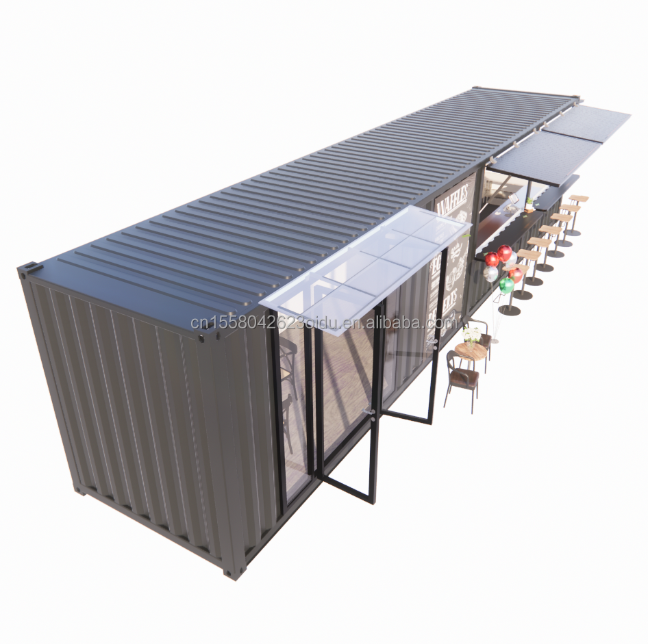 Galvanized Steel Square Tubes Main Structure 20ft-40ft Custom Modular Container Coffee Shop Food Stall with Modern Design