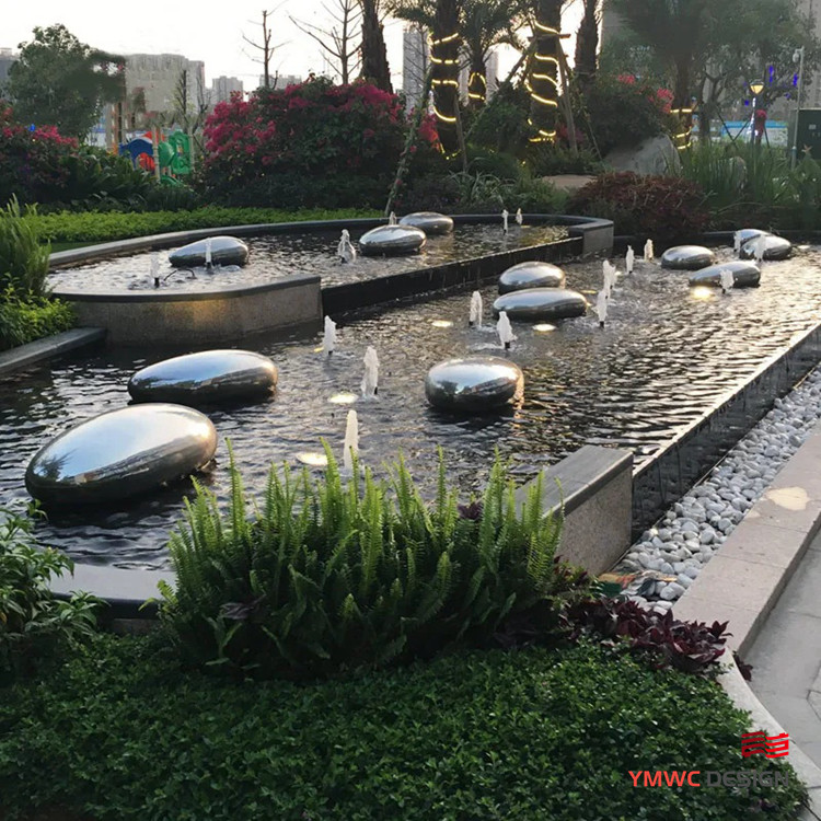 Stainless Steel Modern Style Art Furniture with Pebble Fountain and Mirror Surface