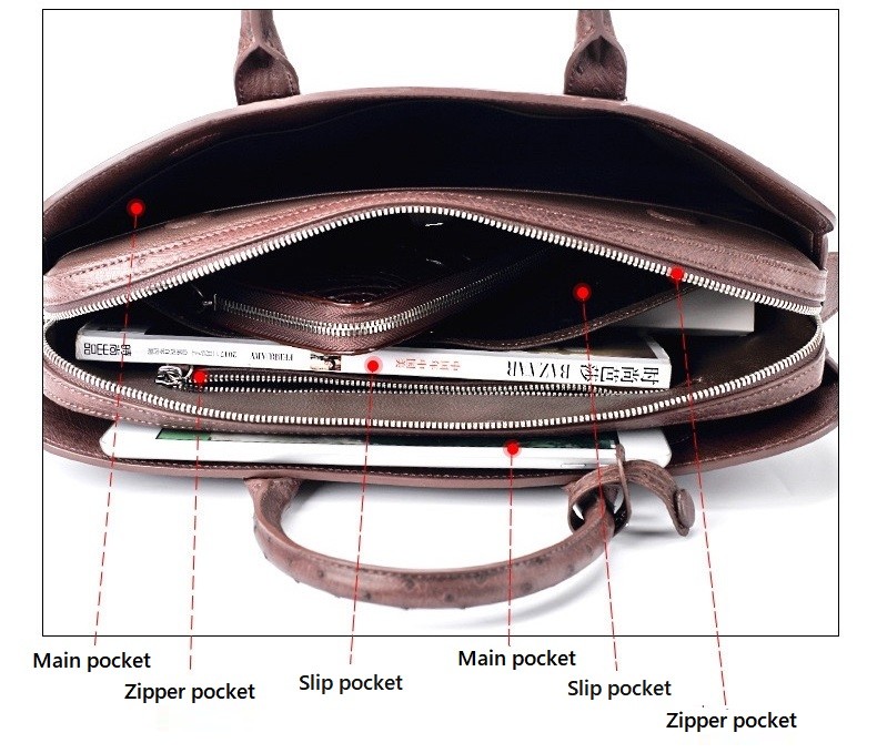 Ostrich Leather Laptop Bag