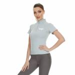 Classic Grey Horse Riding Tops Sweat Ladies Zip Up Short Sleeve Equestrian Base