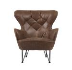 Industrial Unique Top Grian Leather Leisure Chair With Steel Frame