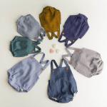 Multi Colors New Born Rompers Baby Linen Shortalls Buttons At Straps