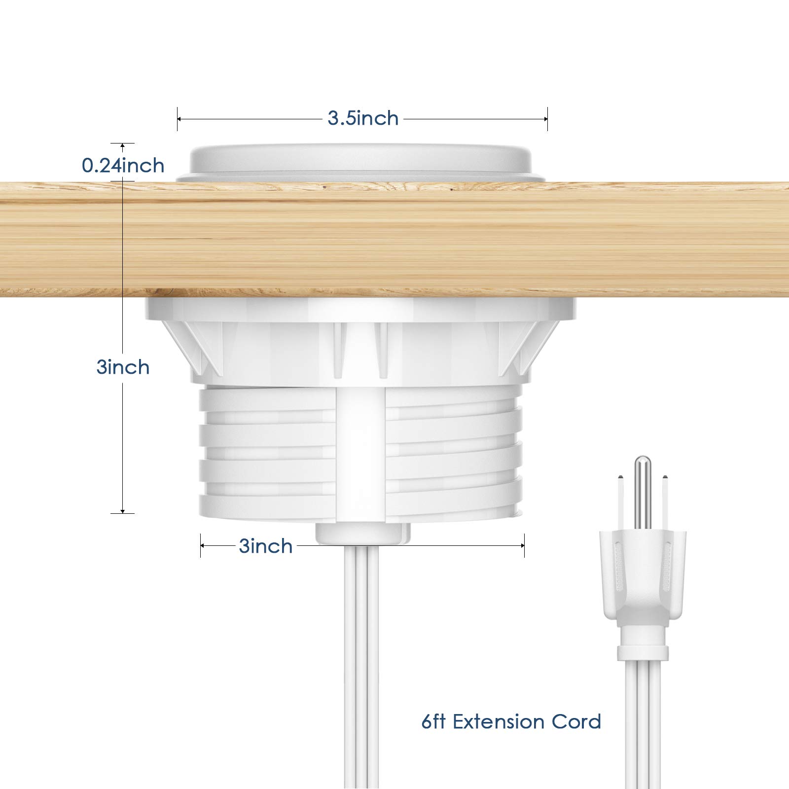 Power Desk Recessed Circle Round Outlet Plug 3 Inch OEM