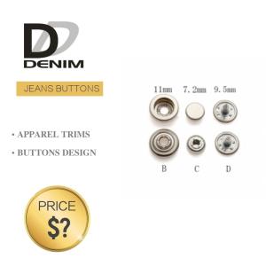 Quality Professional Denim Metal Buttons , Tapered Pearl Snap Buttons Custom Size wholesale