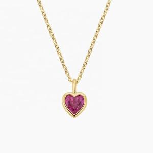 Quality Classic 925 Sterling Silver Heart Shaped Emerald Bezel Pendant Necklace wholesale