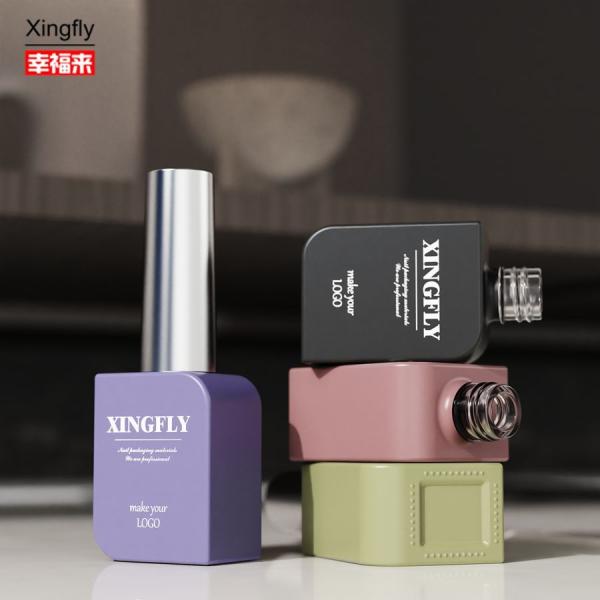 Cheap Classic 10ml Square Unique Empty Glass Nail Polish Bottles Gel Polish Container for sale