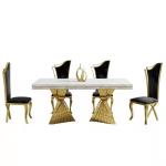 Light Luxury Stainless Steel Marble Square Ballroom Dining Table