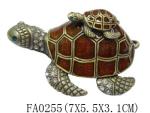 Lovely turtle metal alloy pewter jeweled enameled trinket box