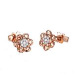 Rose Gold White Gold 0.14carat Diamonds Flwoer Stud Eaerrings for Women Gift