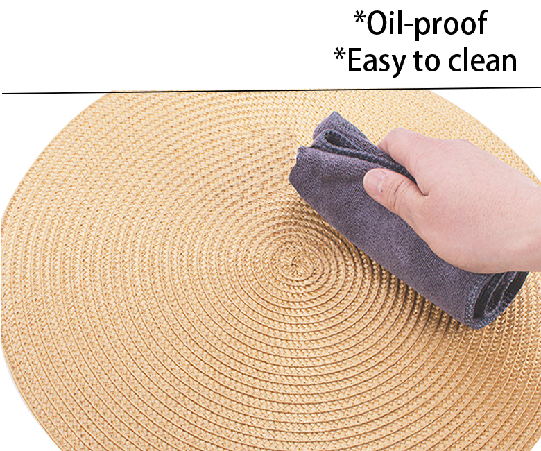 Waterproof Washable Non Slip Mat for Transitional Design Style Placemats in Round Shape