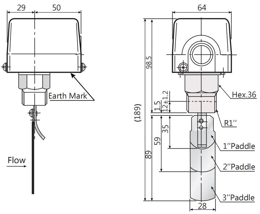 IP54 Air Flow Switch Duct Installation For Air Conditioning