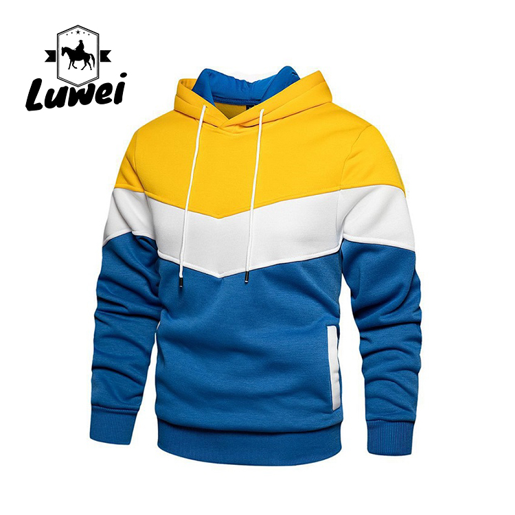 Men's Stitching Cutting Sport Gym Felpa Contrast Color Felpe Con Cappuccio Sweatshirt Hoodies With Pocket
