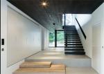 Customized Cantilevered Free Floating Stairs , Wood And Glass Staircase