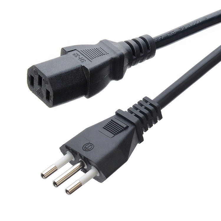 Commercial 3 Pin 16A Plug C5 Clover Connector Black Italia Standard Extension Cord Leads IMQ Power Cord H05vv-f 3g 0.75mm2