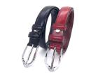 Black / Red Color Womens Genuine Leather Belt With Rhinestone Buckle