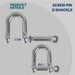 European Type Stainless Steel 304/316 Screw Pin D Shackle for Heavy Duty
