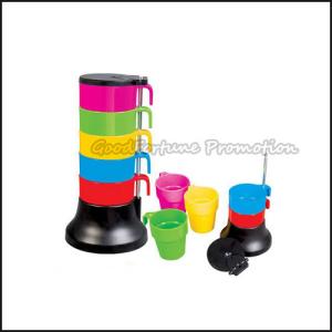 Quality customed logo promotion stacked 5pcs set Eco pp rainbow coffee water milk bottle mug cup wholesale