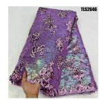 Fancy Sequin Embroidery Mesh French African Lace Fabric for Ceremony Dress Abaya