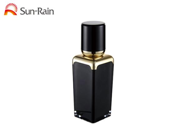 Small Sqaure Flat Lotion Pump Bottle , Acrylic Cosmetic Face Cream Bottle SR