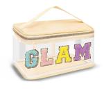 Chenille embroidery alphabet makeup bag Transparent waterproof PVC portable