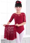 New Children Latin Dance Dress Long Sleeve Lace Sequin Kids Latin Dresses Girls