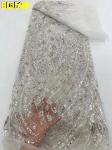 Latest fashionable aso ebi beaded lace wedding dress with shiny beaded French