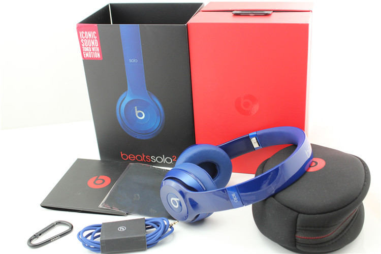 Beats Solo2 Gloss Blue Headphones Beats By Dre Wired Headphones with seal box