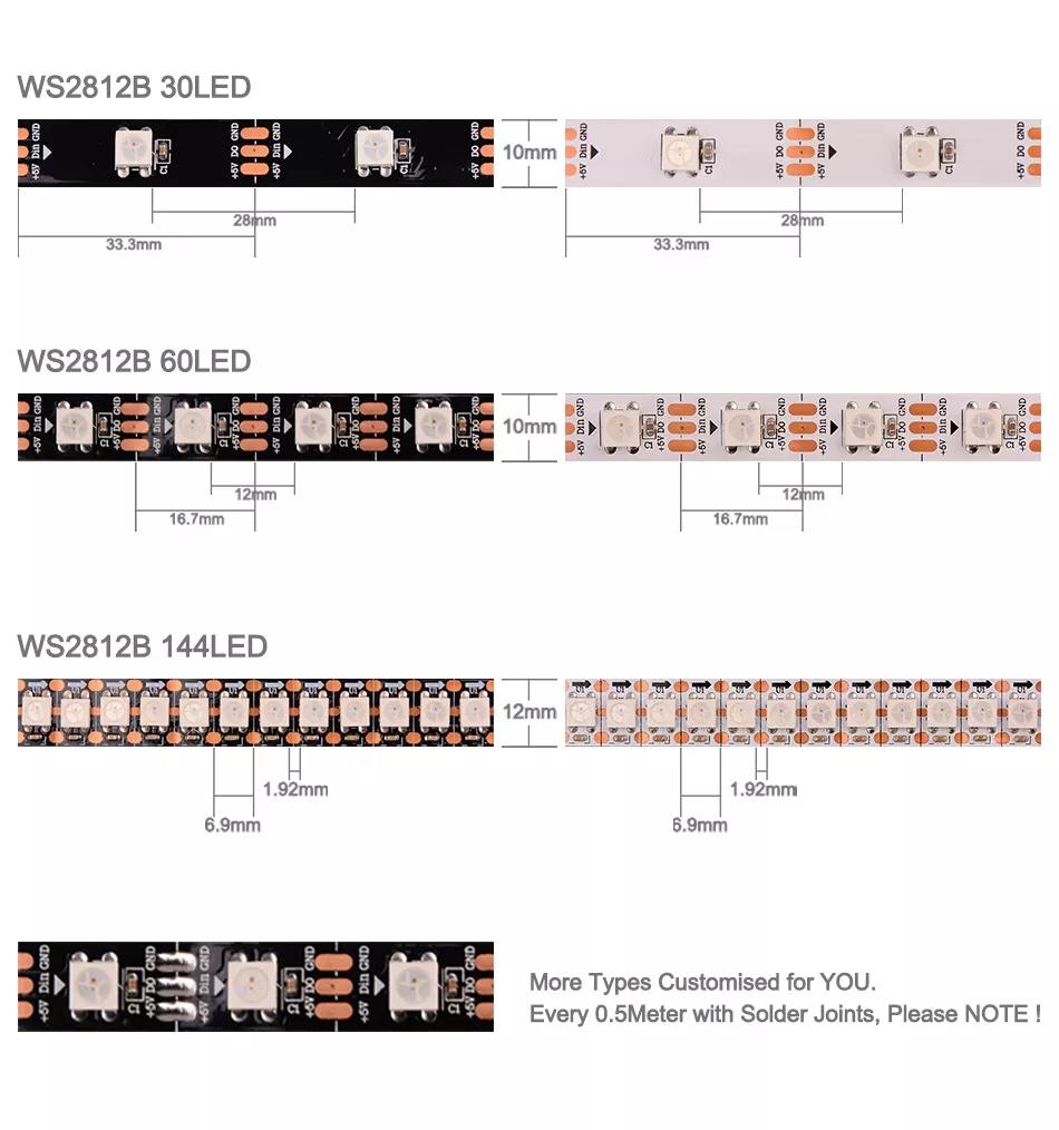 Waterproof 12V ws2812 ws2811 Led Strip 60leds for Magic Color RGB Decoration CRI Ra 80