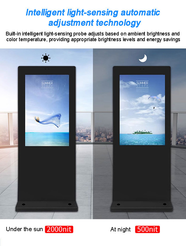 Moveable Outdoor Floor Stand Display LED Poster Screen Black Floor Standing IP67 LCD 4K SDK Kit P3 Led Panel