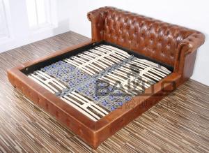 Quality classical old style antique leather bed furniture wholesale