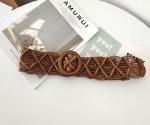 5cm Width Woven Cotton Waist Belt Round Wooden Buckle