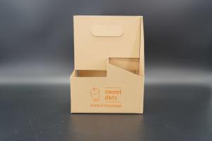 Quality Wholesale Kraft Corrugated Paper 4 Cup Carriers Paper Cup Holder Tray With Handle wholesale