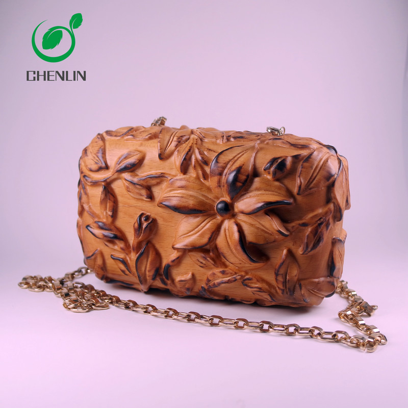 Exquisite Workmanship Evening Wooden Clutch Bag Environmentally Friendly