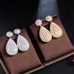 Fashion europe style women zircon earrings colorful cz stone Waterdrop earrings