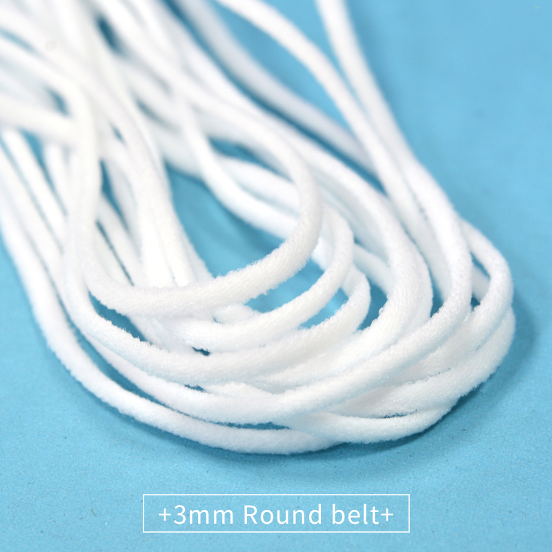 Black White Ear Loop For KN95 Flat Cord Disposable Rope Eco friendly Nylon Elastic Band For Headbands
