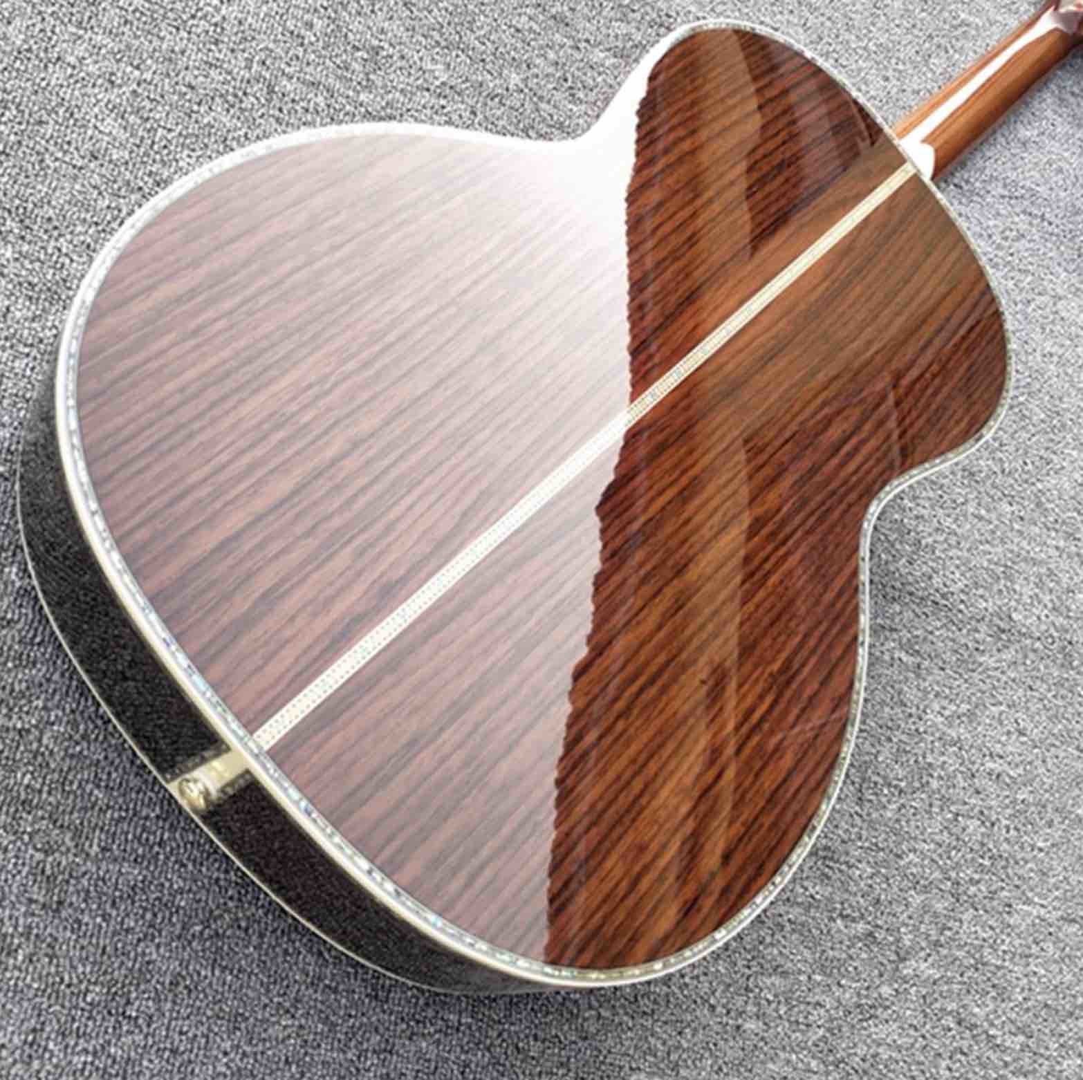 100% All Real Abalone Ebony Fingerboard OOO45s Acoustic Electric Guitar in Wine Red